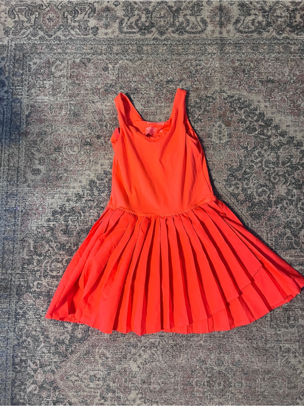 Girls 7 Btween Bright Orange Romper Skater Dress